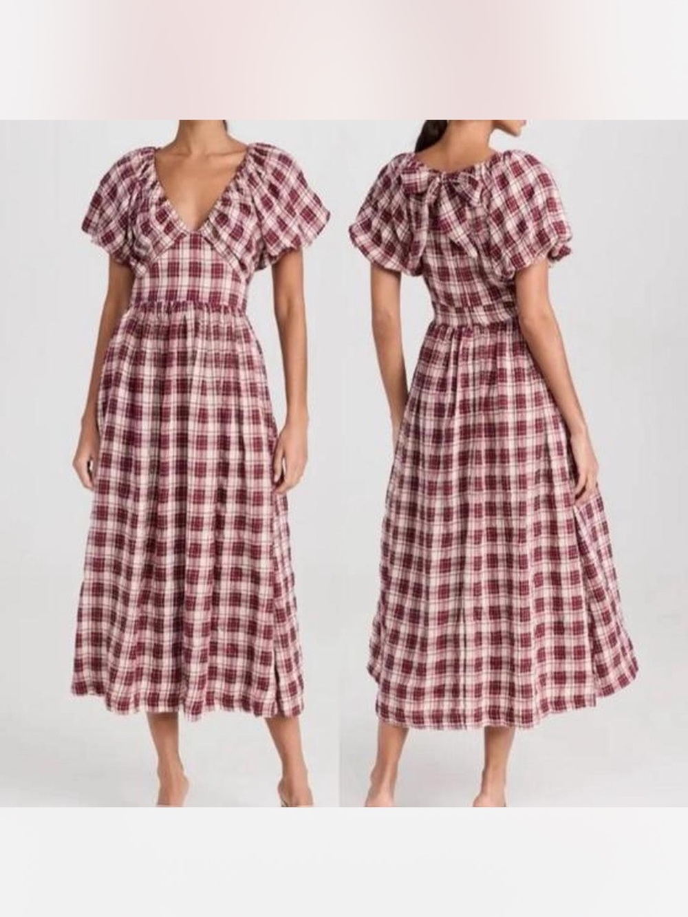 En Saison Plaid Puff Sleeve Maxi Dress ❤️✨